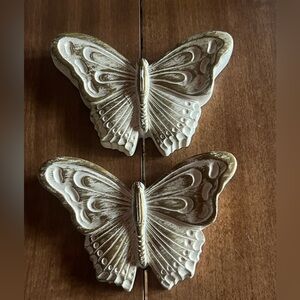 VTG 1983 Miller Studio Chalkware Butterfly pair Plaques Wall decor/hanging